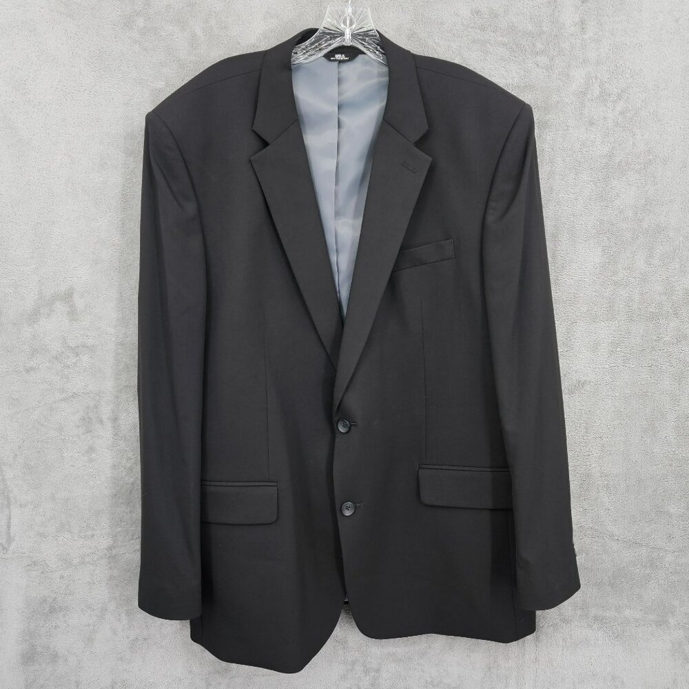 JM Haggar Suit Coat Jacket 48L Black Classic Fit Single Breast Vent Professional